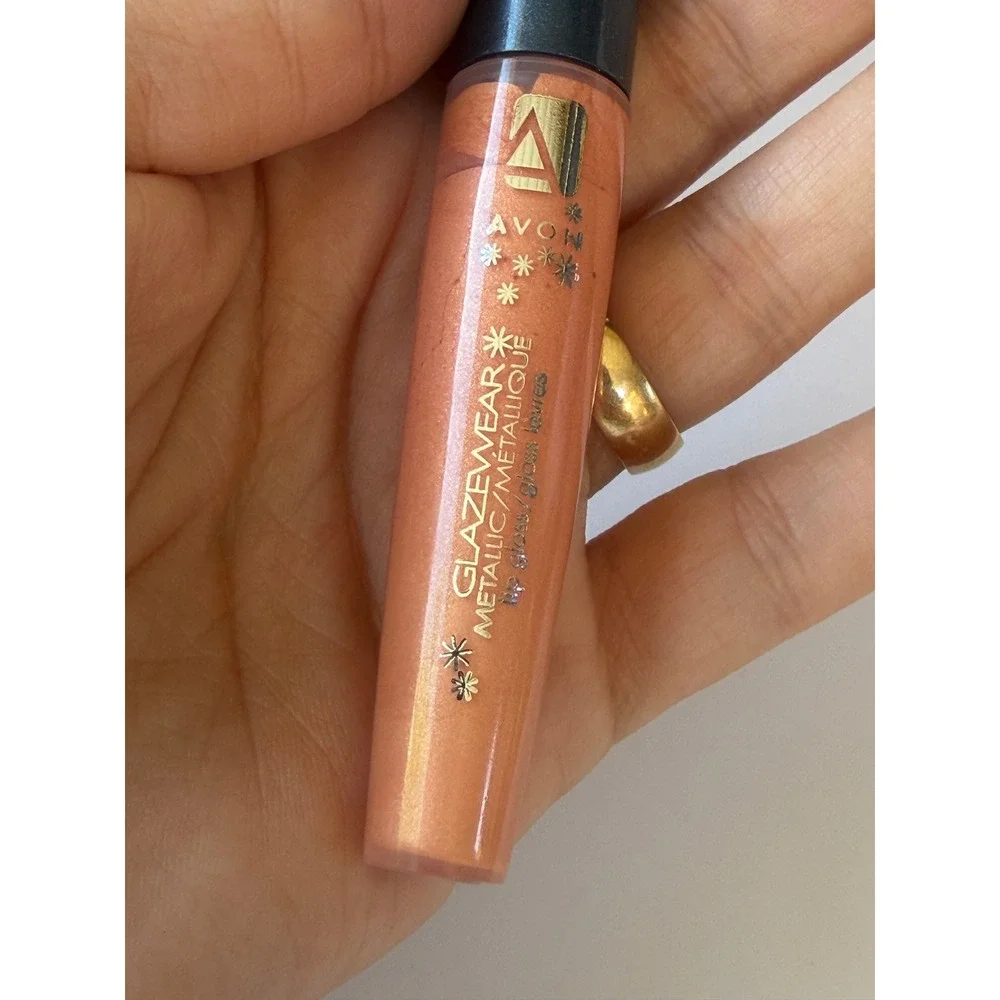 Avon Lip Gloss lot of 3 - Shine Attract Shine Glazewear Metallic Pink Peach
